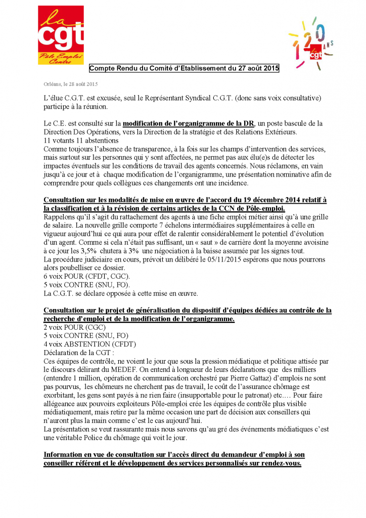 CR CE du 27 aout 2015 ,1ère page